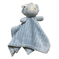 Tahari Blue Dinosaur Lovey Security Blanket Corduroy Baby Plush Triceratops