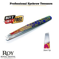 Professional Stainless Steel Slanted Eyebrow Tweezer for Precision Hair Removal