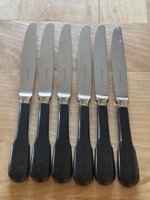 SIX Christofle CLUNY BLACK 9 1/2 inch Dinner Knife Set of 6