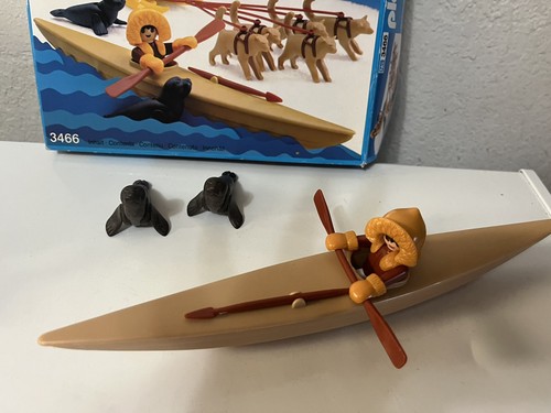 Vintage Playmobil 3466 "Kayak with Dog Sled" 1985. Made in Germany. - Picture 2 of 14