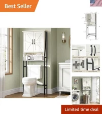 Over Toilet Storage Cabinet Bathroom Organizer Space Saver Cream White