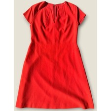 Elie Tahari Red Short Sleeve A-Line Dress Notched V-Neck Size 16 E2087613