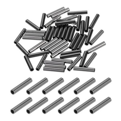 1/32'' 0.85mm 100 Pcs Copper Single Wire Rope Loop Sleeve, Black