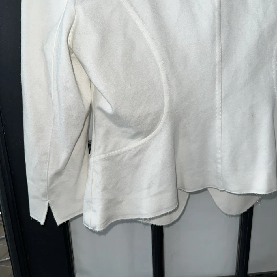 Chaqueta Akris Punto Invierno Blanca Manga Codo Recortada EE. UU. 12 Foto 4 de 4