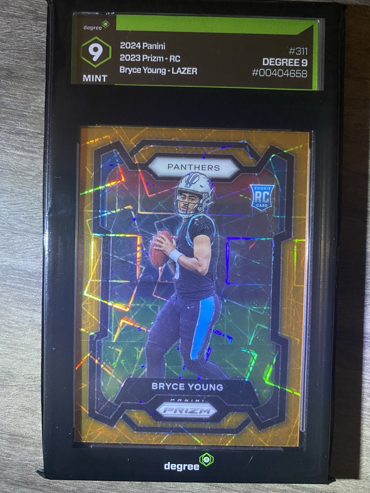 2023 Prizm Panthers Bryce Young Orange Lazer RC #311 DEGREE GRADING  9