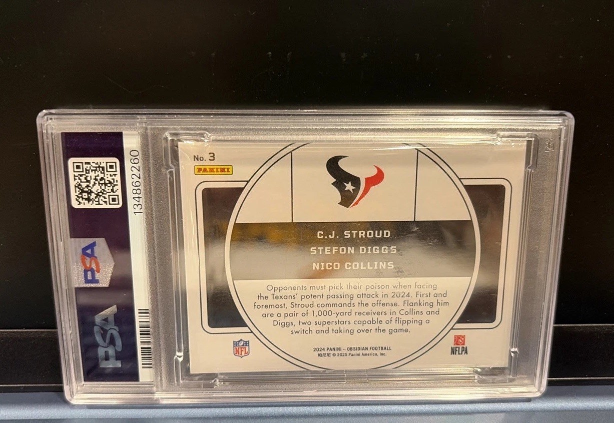 2024 Obsidian Stroud Dogs Collins Nucleus Orange Mosaic PSA 9 Mint NFL view 3
