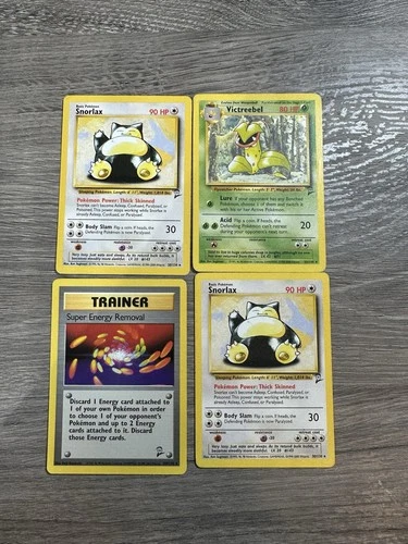 Pokemon Wotc Base Set 2 4 Rare Vintage Card Collection Lot Snorlax Victreebell