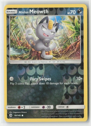 Alolan Meowth 78/149 Reverse Holo - Sun & Moon Base Set