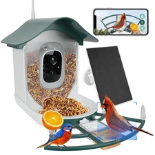 Smart Bird Feeder with Camera,AI Identify Bird Species,Auto Record 2K Video i...