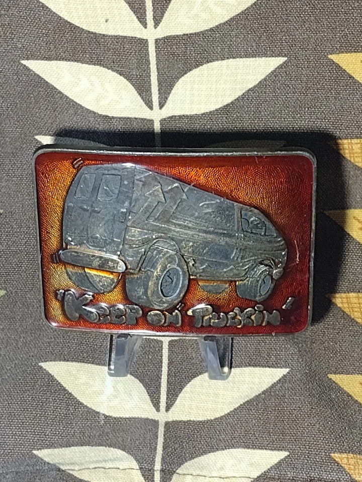 Muy Raro RJ Keep On Truckin Latón y Esmalte Años 70 Hebilla de Cinturón 80g Vanlife Culture  Foto 4 de 4