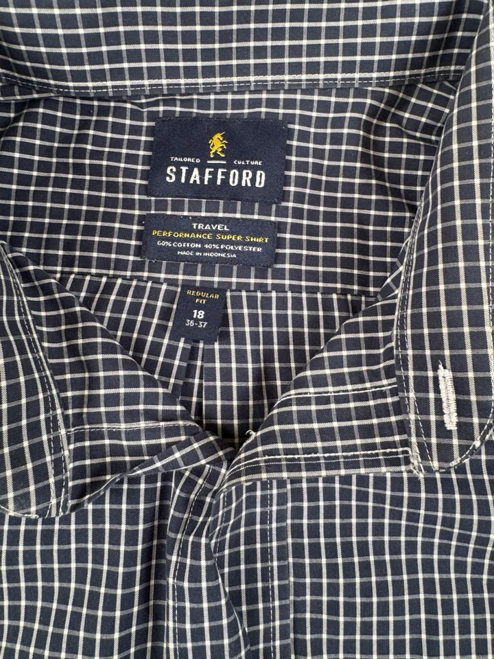 Súper Camisa Stafford Travel Performance Calce Regular Para Hombre Talla 18 36-37 Foto 4 de 4