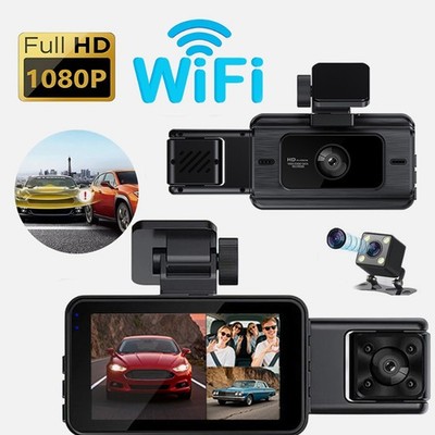 Dash Cam 1080P HD Car DVR Video Recorder Front /Rear /Inside Camera WIFI G-Senso