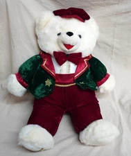 Vintage 1998 DanDee Snowflake Teddy Bear Collectible White Plush Stuffed Animal