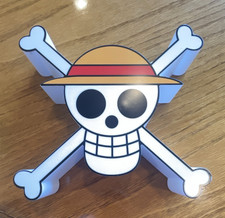 One Piece Straw Hat Pirates Jolly Roger Skull LED Battery Accent Lamp White