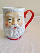 Vintage Santa Mug Holiday Decor 6 Inches Tall Christmas Santa Face Unmarked