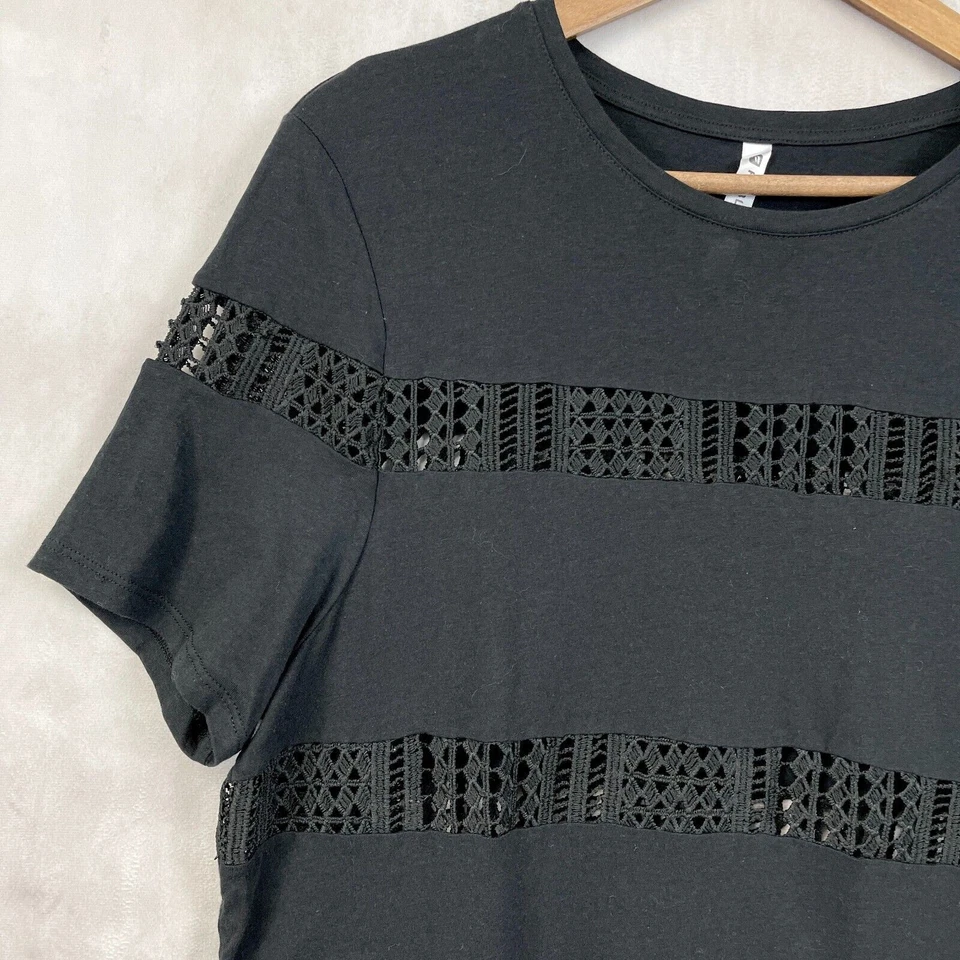 Camiseta Fabletics Zarina Mujer Grande Crochet Inserto Stipe Ropa Activa Atletismo Foto 3 de 4