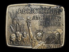 NC25135 VINTAGE 1970s  AGRICULTURE AMERICA'S LIFELINE  BELT BUCKLE