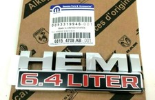 Ram 2500 3500 4500 Hemi 6.4 Liter Front Fender Chrome Red Nameplate Emblem Oem