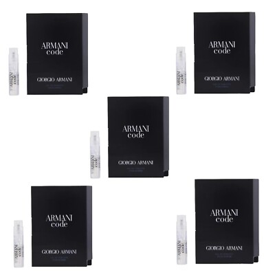 5 x Giorgio Armani Code Eau De Toilette Pour Homme Sample Spray 1.2 ml /.04oz ea