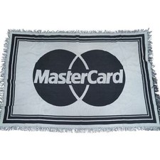 MasterCard Tapestry Blanket White Black Size 42x62 Vintage Big Logo