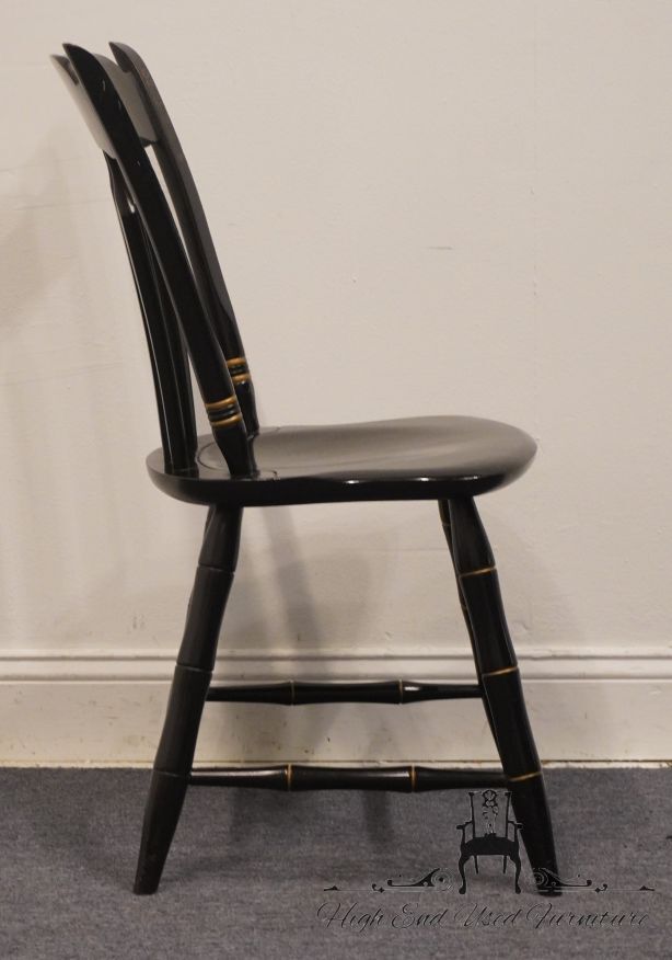 ETHAN ALLEN Hand Decorated Black & Gold Hitchcock Style Arrow Back