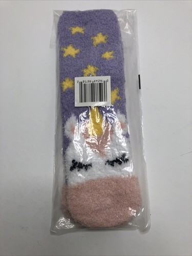 Womens Crew Sock Cozy Unicorn Lavender with Stars 1 Pair - Picture 9 of 9