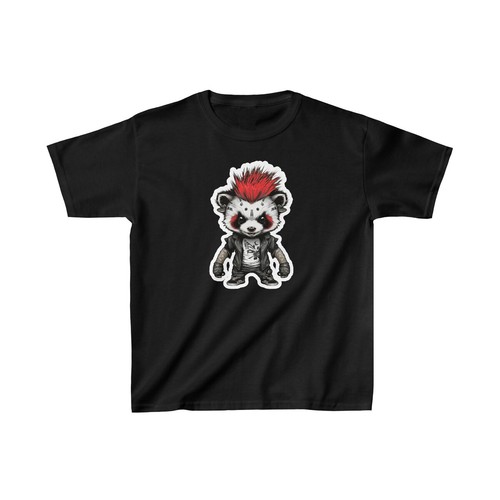 US Kids 7Y 14Y - Panda punk music - Kids Heavy Cotton Tee - Picture 6 of 29