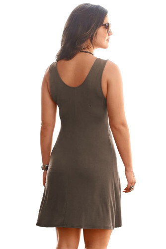 Brown Flowy Knot Detail Mini Dress | eBay