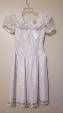 Rose Cottage Girls Size 7 Dress White Lace Communion Wedding Festive