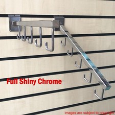 SLATWALL ARMS HEAVY DUTY CHROME ANGLED J HOOK BRACKETS FOR SLAT BOARD FITTINGS 