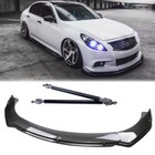 For Infiniti G35 G37 Sedan Sport Carbon Style Front Bumper Lip Spoiler+Strut Rod (For: Infiniti G35)