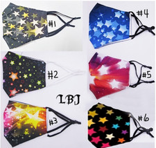 Star Pattern Print Rainbow Color Fashion Face Mask Adjust Reuse Select Color 
