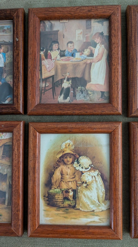 Lot of 7 small wooden frame wall art prints signed by MG Made in England - Picture 4 of 15
