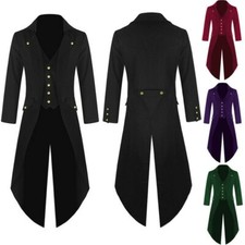 Men Vintage Tailcoat Long Jacket Gothic Steampunk Victorian Coat Tuxedo Medieval