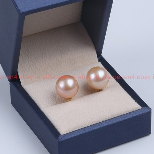 New Pretty Genuine 8/10/12/14mm Pink Shell Pearl Gems Round Beads Stud Earring - Picture 8 of 12