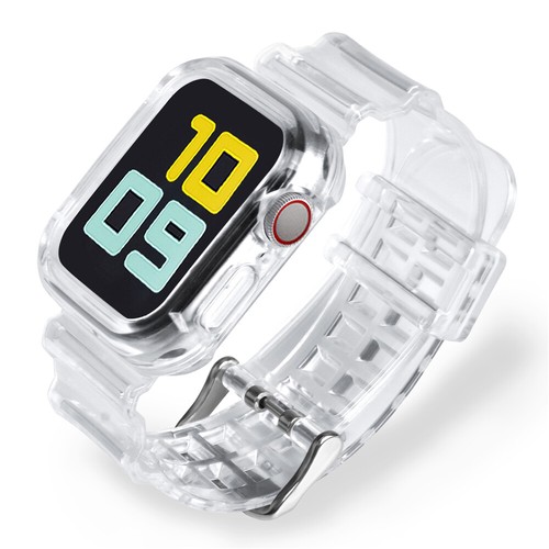 TPU Clear Sport Band + Case for Apple Watch Series 9 8 7 6 5 4 SE 40/44/41/45mm - Picture 10 of 19