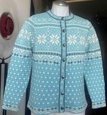 LL BEAN VINTAGE CHUNKY CARDIGAN LAMBSWOOL SWEATER WOMAN SZ LG REG