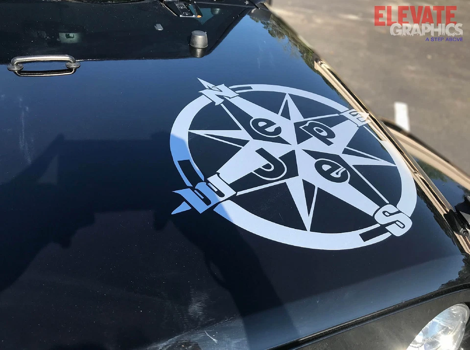 Se adapta a calcomanías Jeep Wrangler brújula capó gráficos pegatinas rayas de vinilo 2000-2026 Foto 3 de 4