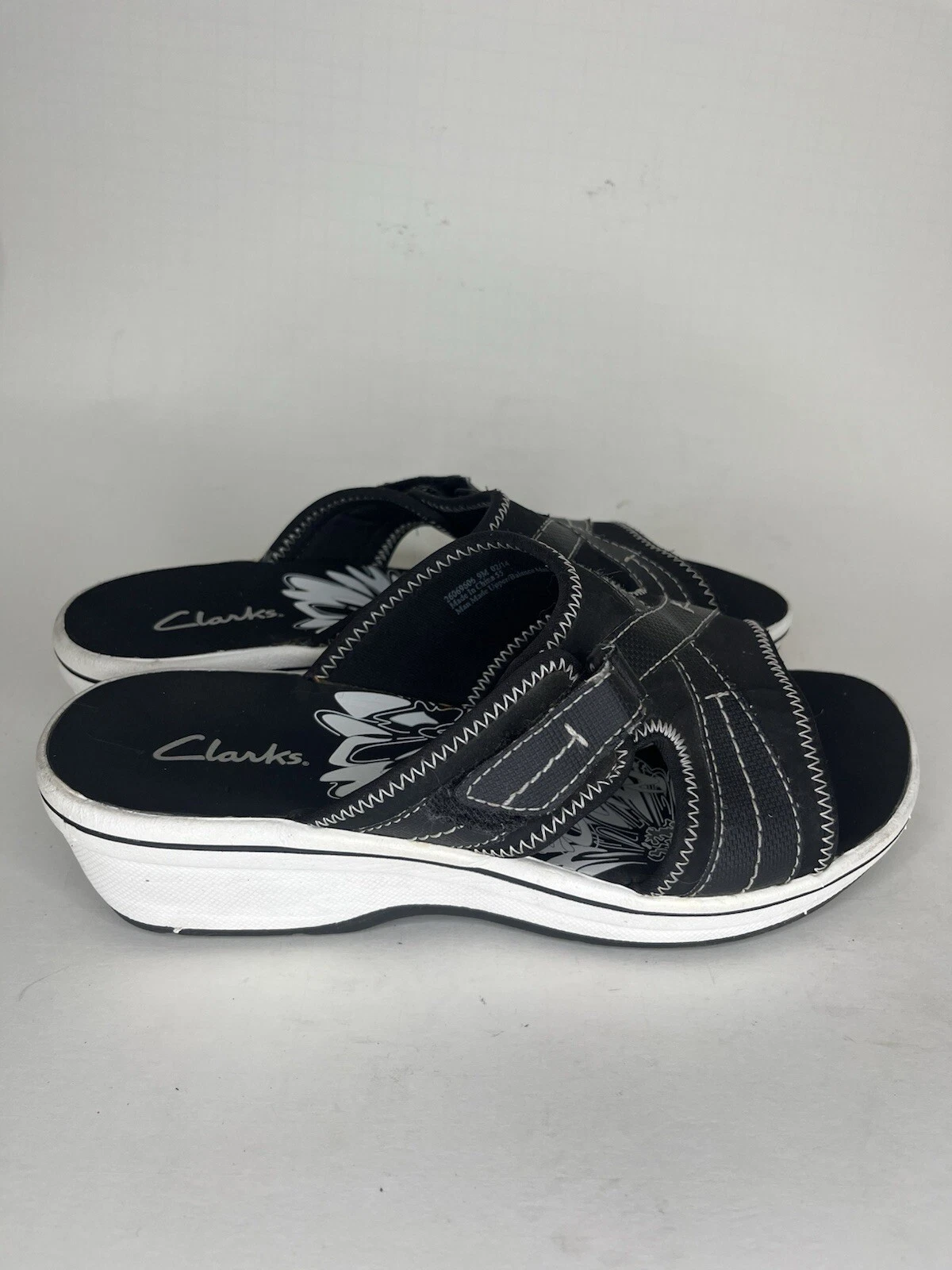 clarks sandali slides donna taglia 9M nero sintetico comodi da passeggio