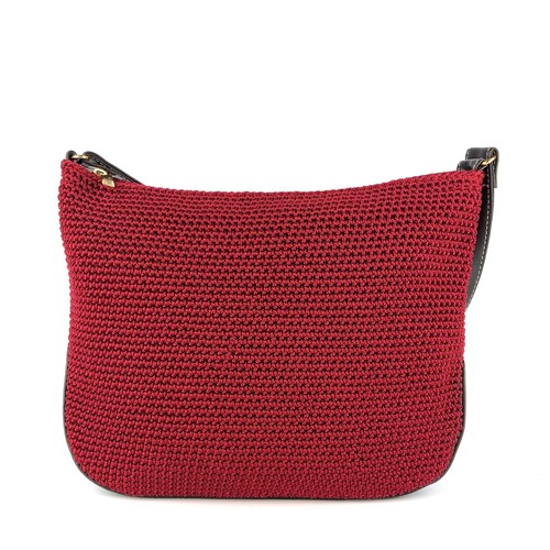 THE SAK Elliott Lucca Crochet Ergo Hobo Shoulder Bag Red Nylon-Leather Purse - Picture 4 of 10