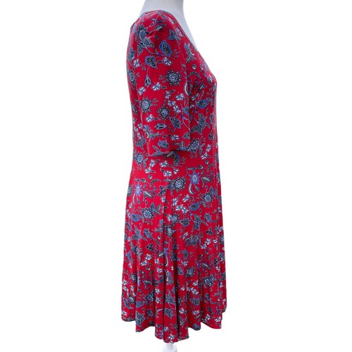 Karen Kane Women’s A-line Red Paisley Floral Mini Dress Sz Med Church Party Nwt - Picture 6 of 11