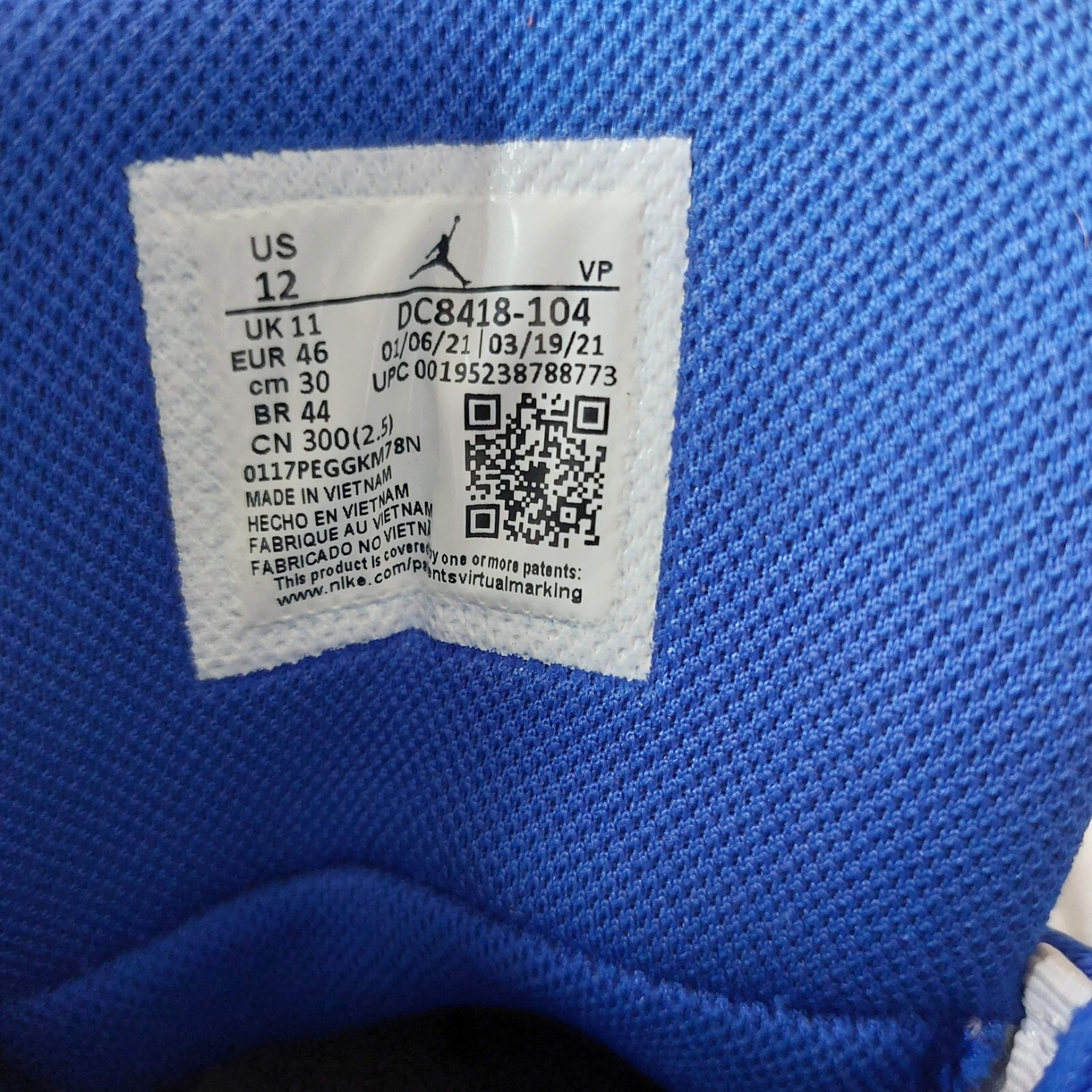 Jordan Pro Strong White Hyper Royal Men’s Size 12 White Gray Blue w/ Box image 8