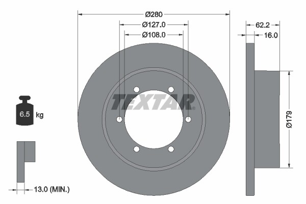 Textar 2X Bremsscheibe Hinten Ø280 Mm Voll FüR Nissan NT400 Cabstar F24F 35.14-image