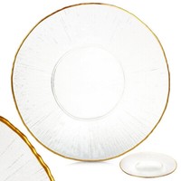 Essteller Speiseteller Flachteller Teller Platte Servierplatte Glas Gold 30 Cm