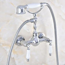 Wall Mounted Chrome Brass Bathroom Faucet Set Hand Spray Shower Mixer Tap 2tf832