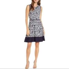 Eliza J Print Fit & Flare Sweater Dress Medium NWOT