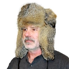 Glacier Wear Gray Fox Fur Russian Trooper Hat hts1079