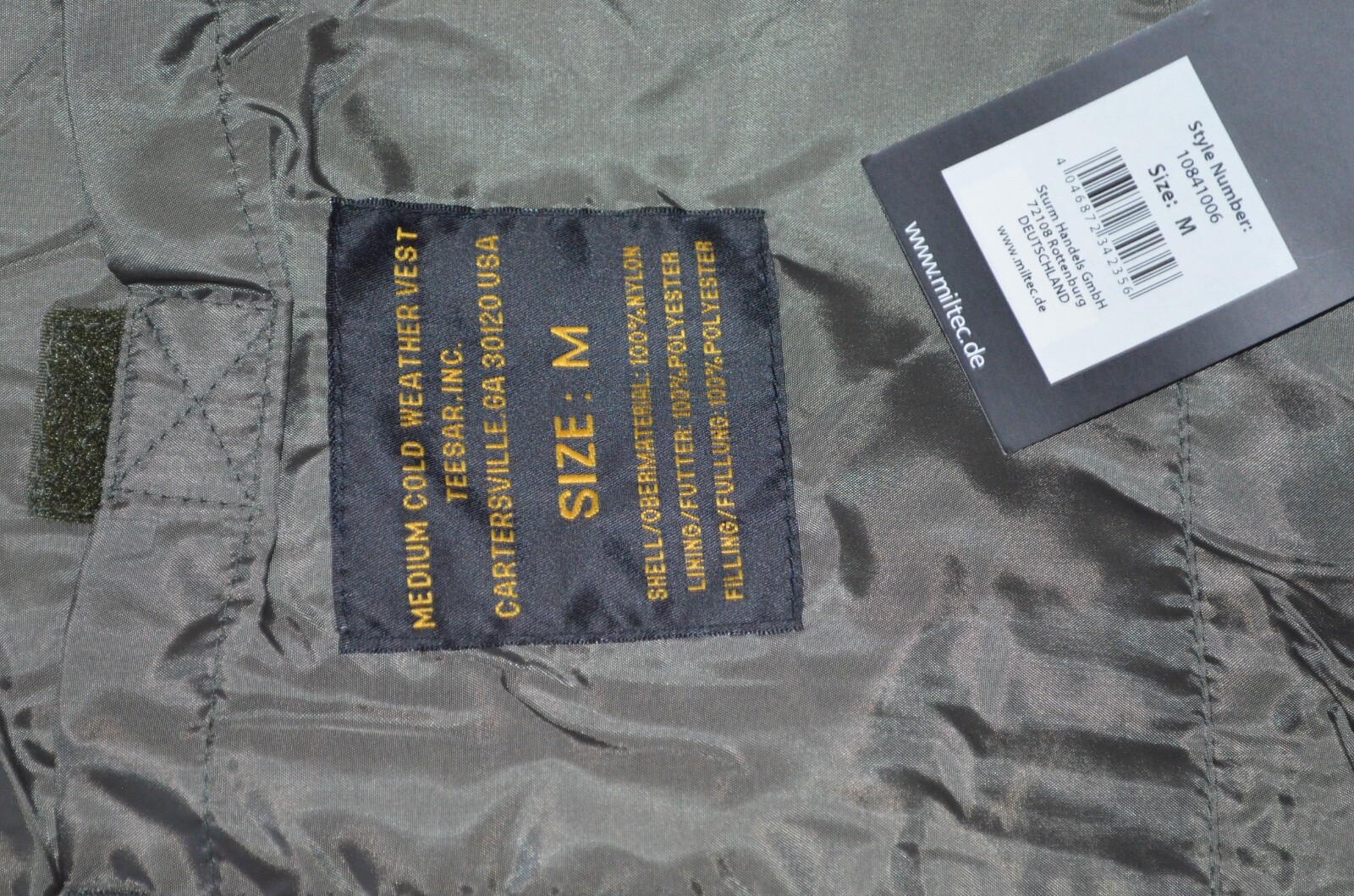 Mil-Tec Quilted Military Liner Jacket sz Med