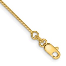 14k Yellow Gold .8mm Octagonal Snake with Lobster Clasp Bracelet for Women 7"