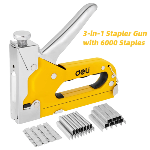 Heavy Duty 3-in-1 Staple Gun w/ 6000 Staples - Upholstery Carpentry DIY
